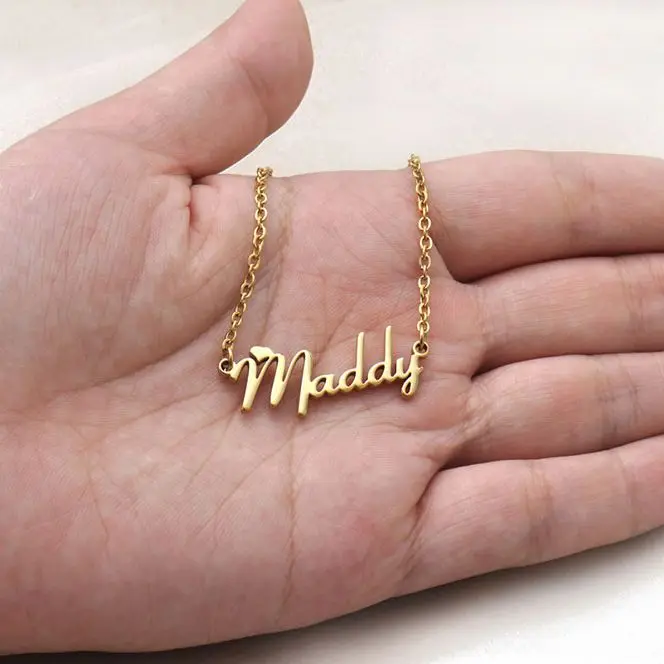 Elizabeth Name Necklace for Women Personalised Stainless Steel Golden Letters Pendant Collar Girls Mom Jewelry Gift