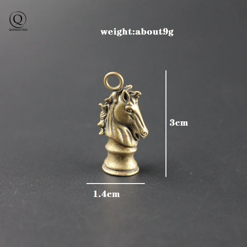 Vintage Brass Chess Knight Keychain Car Key Hanging Jewelry Fashion Copper Horse Head Men Keyring Pendant Children Birthday Gift