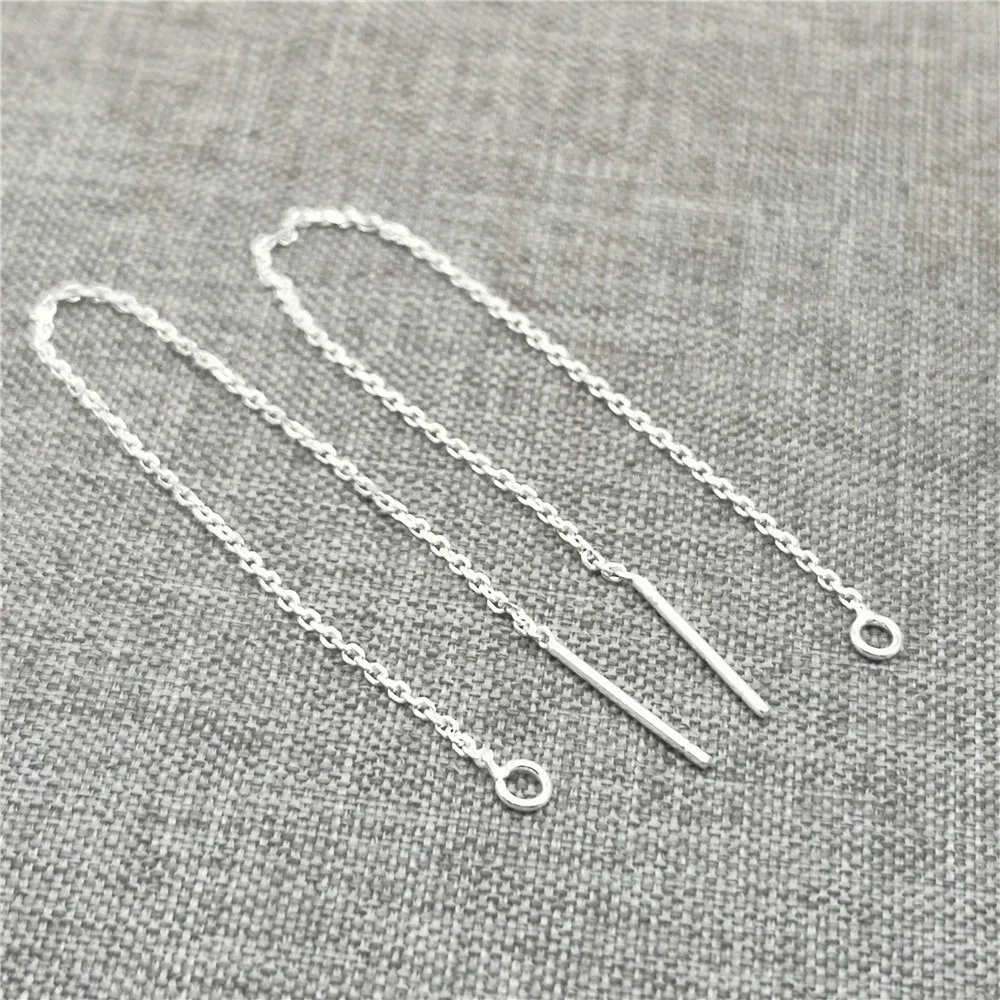 4 Pairs of 925 Sterling Silver Cable Chain Earring Threads Ear Threader 70mm 90mm 110mm