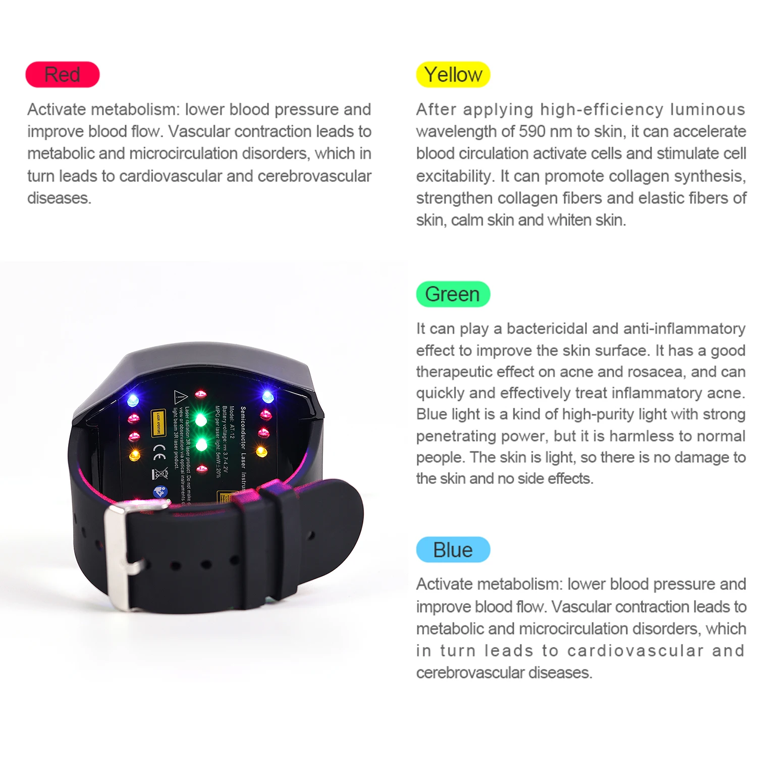 Diabetes Atang Colorful Laser Therapy Watch Treating Blood Sugar Blood Pressure Prevent Stroke Prevent Stroke and Hypertension