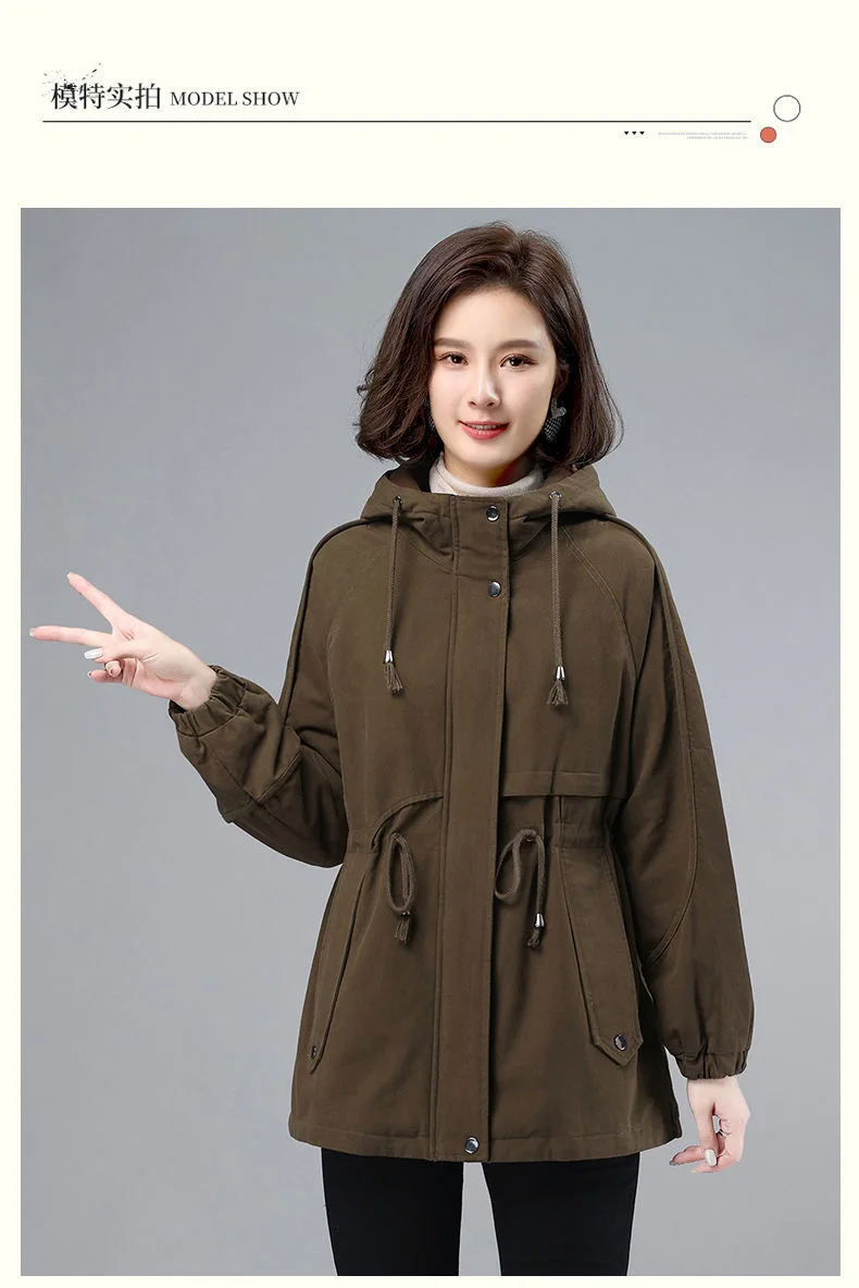 Imagem -04 - Cabolsa Blusão Acolchoado de Algodão Grosso para Mulheres Trench Coat de Veludo Solto Desgaste Feminino de Mães Novo Outono e Inverno M3xl 2023