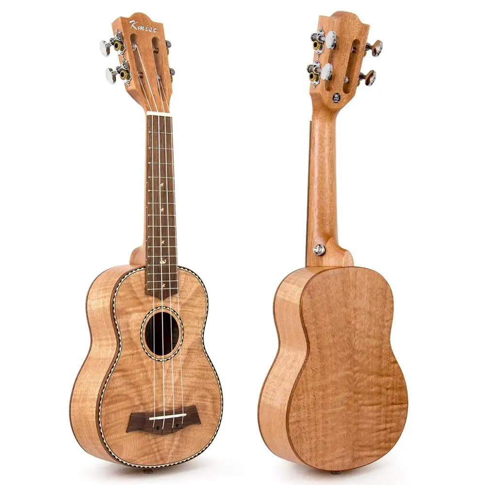 Kmise Soprano Ukulele 21 inch Okoume Tiger Flame Classical Guitar Head Ukelele 15 Frets