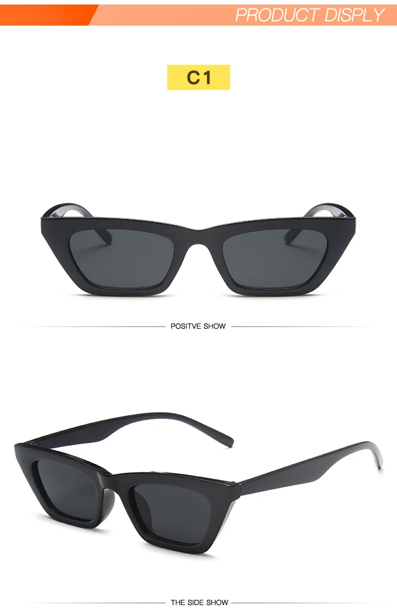 Nette Sexy Retro Cat Eye Sonnenbrille Frauen Marke Designer Kleine Rechteck Weibliche Sonnenbrille Klassische Vintage Oculos De Sol UV400 – Detail 8