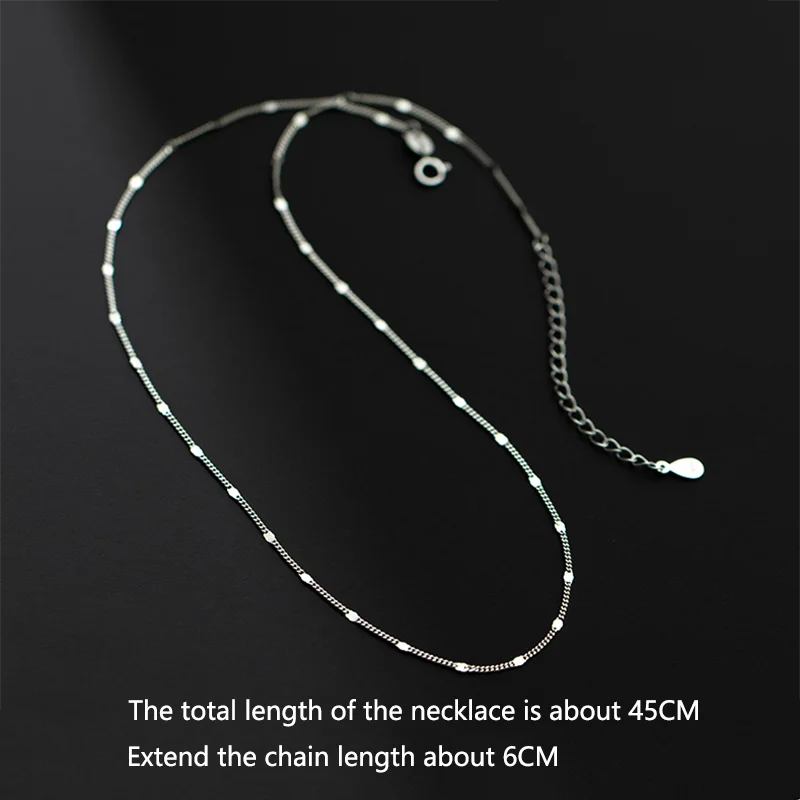 WANTME-collar de plata de ley 925 para mujer, cadena con dijes cuadrados laterales, accesorios de joyería elegantes