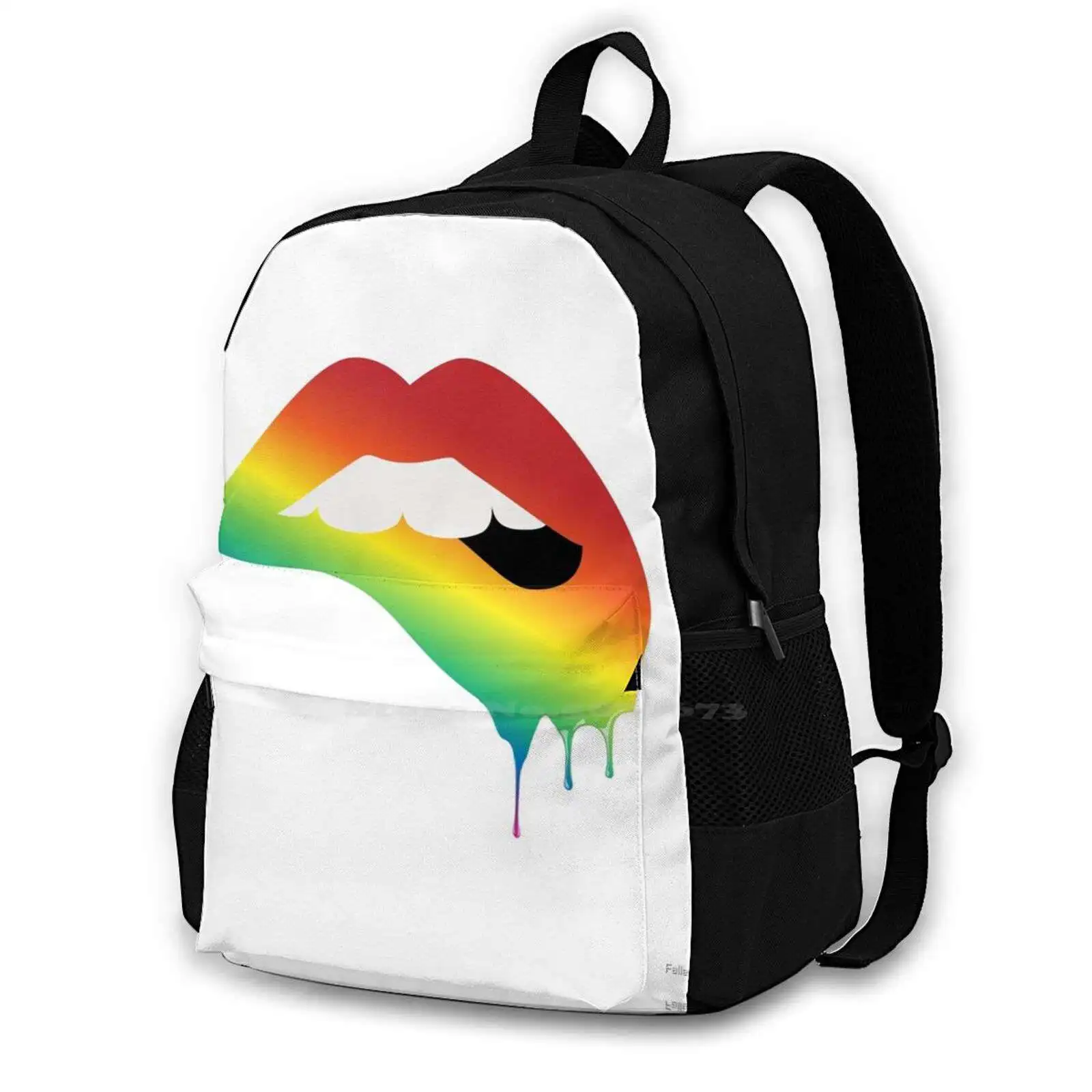 Sexy Biting Lips Pattern Design Laptop Travel School Bags Sexy Biting Lips Naughty Provocative Lewd Lubricious Orgiastic Risque