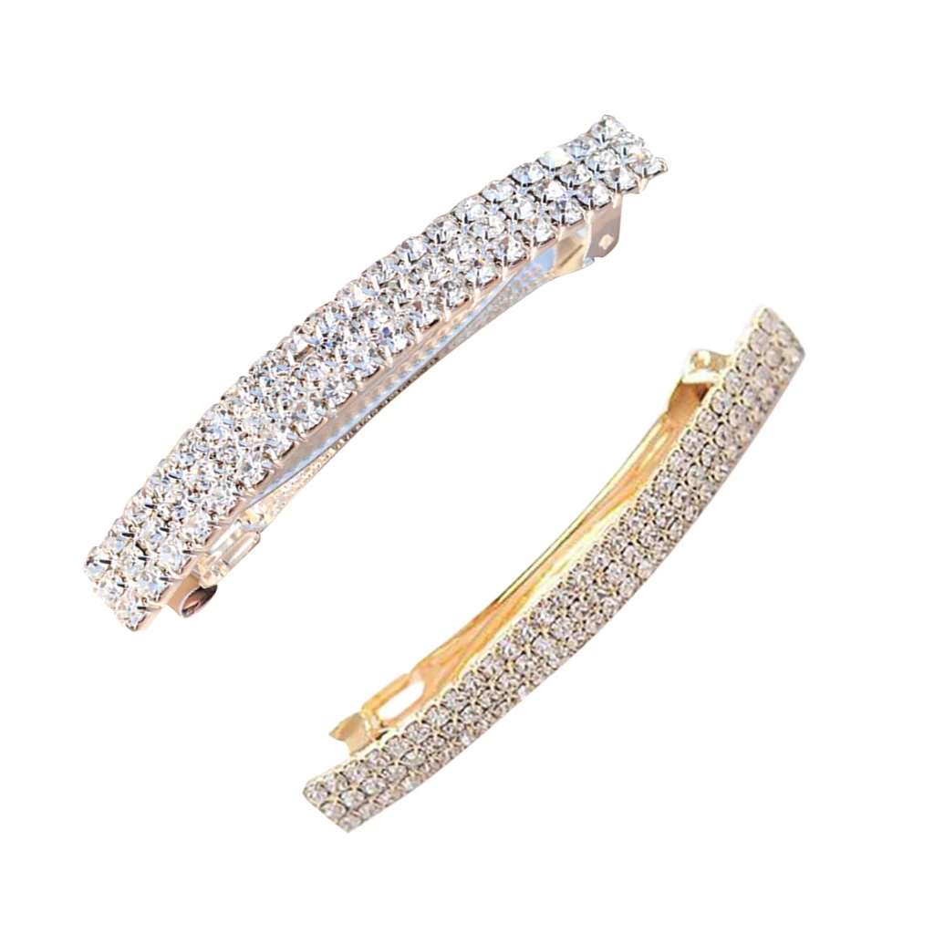 

Rectangle Automatic Rhinestone Spring Hair Barrette Pin Clips Jewelry