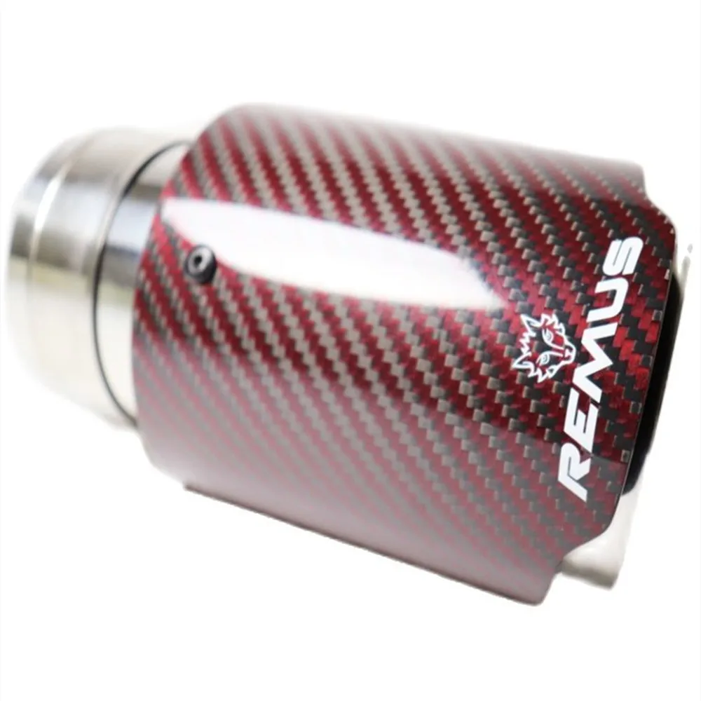 Car Modification REMUS Universal Sandy Automobile exhaust pipe Muffler tip red carbon fiber Series car exhaust tip muffler