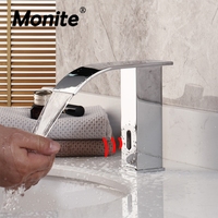 Monite Chrome Brass Bathroom Automatic Hands Touch Free Sensor Faucets Hot & Cold Basin Sink Mixer Tap Faucets Mixers & Taps