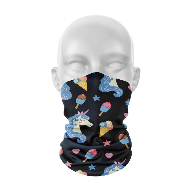 Neue Ankunft Mode Herz Einhorn Hijab Schal Stirnband Schädel Magie Sport Kopftuch Unisex Wandern Schal Staubdicht Headwear Buffe