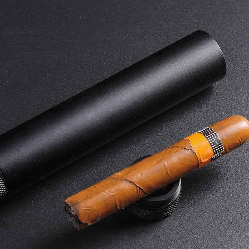 1pcs 3 in 1 Zinc Alloy Cigar Tube Portable black Travel Cigar Case Humidor Holder Mini Cigar box