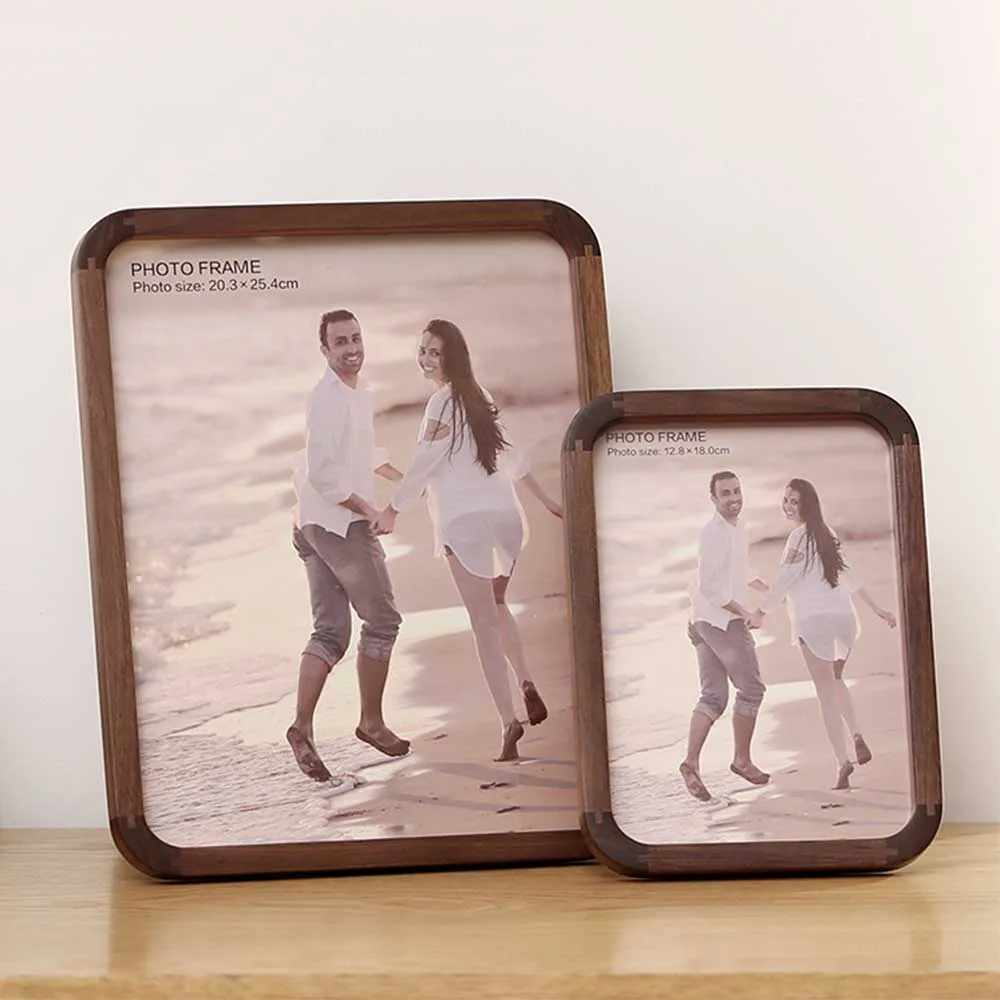 7 10inch Natural Solid Walnut Wood Photo Frame Picture Wall Holder Painting Poster Wedding Baby Portrait Frame Cadre Photo Mural