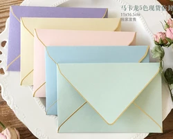 11*16.5CM Macaron Candy Color Bronzing Gold Edge Pearlescent Paper Envelope Wedding Party Business Invitation Letter Envelope