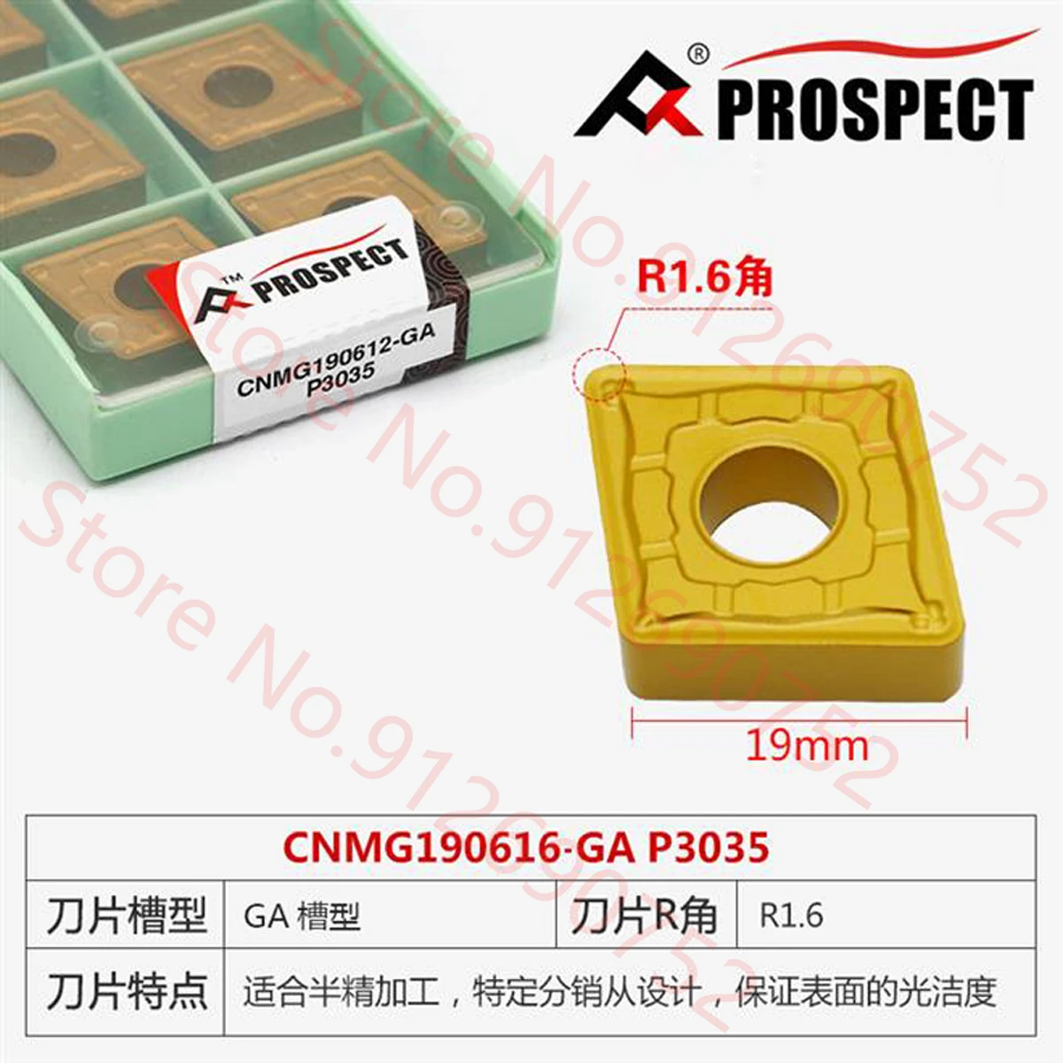 Viễn Cảnh CNMG190608-GA/CNMG190612-GA/CNMG190616-GA P3035 Carbide Lắp 10 Cái/hộp