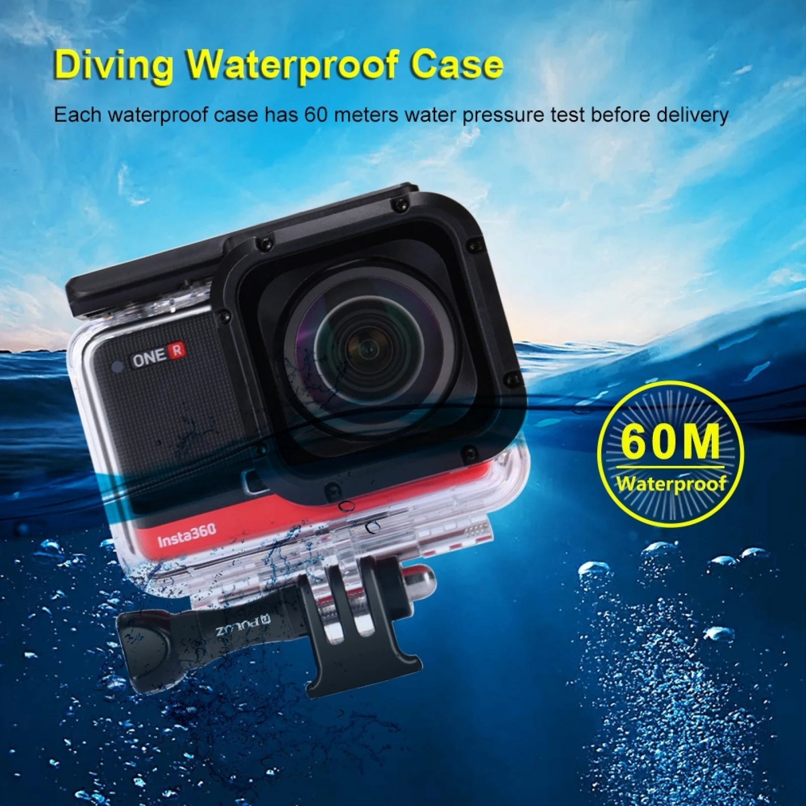 PULUZ-funda de buceo subacuática de 60m de profundidad, carcasa de cámara impermeable para Insta360 ONE R, cubierta de edición gran angular de 1,0 pulgadas/4K