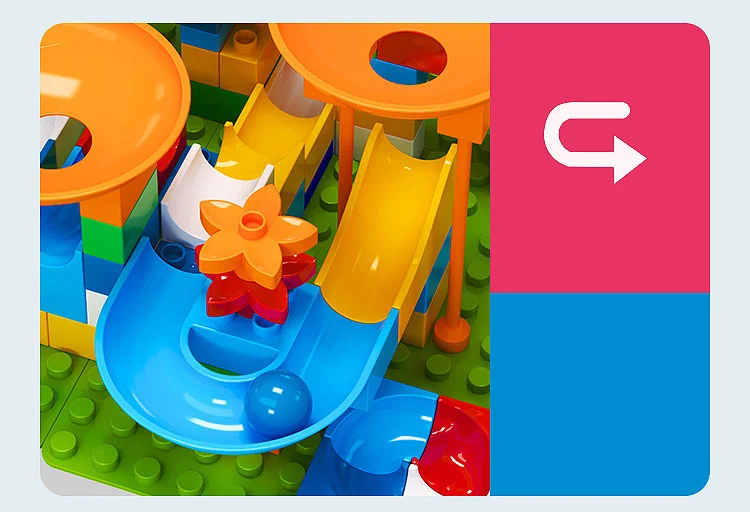 Marmor-Rennbahn mit großen Bausteinen, Kugelbahn, Trichterrutsche, DIY-Bausteine, Spielzeug für Kinder, Geschenke – Detail 4