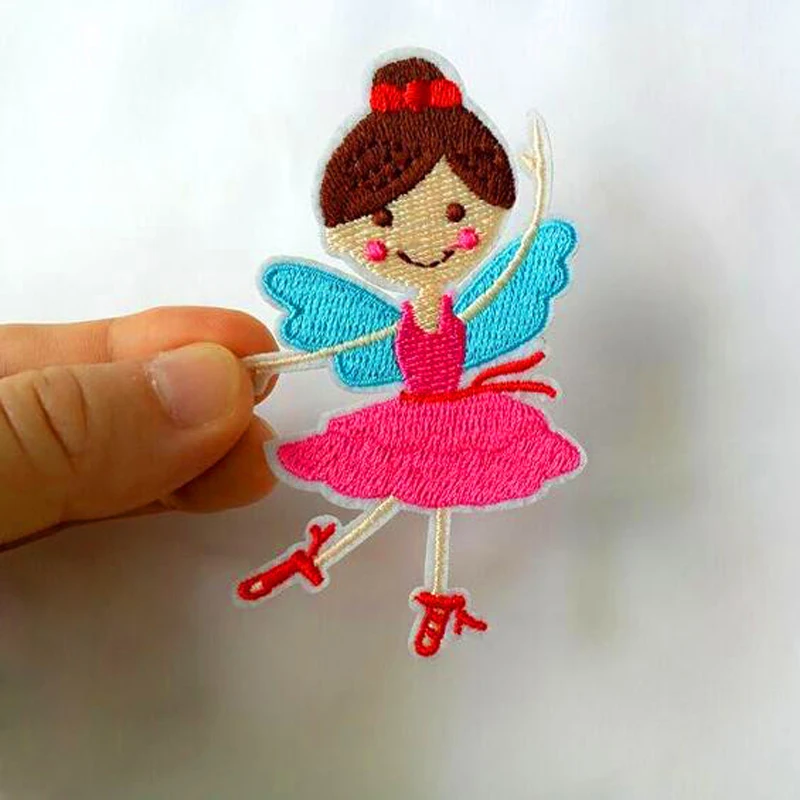 Ballerina ragazza fiore ricamato Patch per abbigliamento ferro su cucire Applique Patch distintivo in tessuto accessori per abbigliamento fai da te