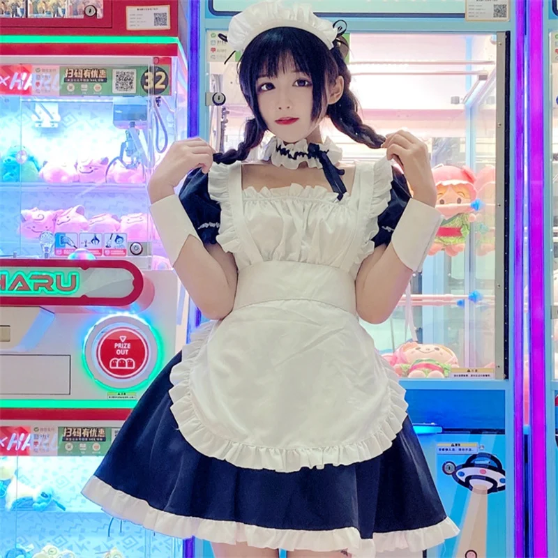 Volwassen Vrouwen Maid Cosplay Kostuum Japanse Kawaii Anime Lolita Boog Maid Schort Uniform Carnaval Party Zwart Wit Jurk Voor Meisjes