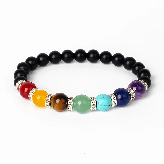 Women's bracelet, chakra bracelet, 7 chakras, energizing, heart, yoga bracelet, offers meditation, spiritual balance, hematite, jewelry, stone