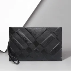 100% skóra bydlęca luksusowa męska torebka Unisex Clutch Bag Emboss wzór portfel portmonetka na kieszeń na telefon komórkowy Passcard Holder