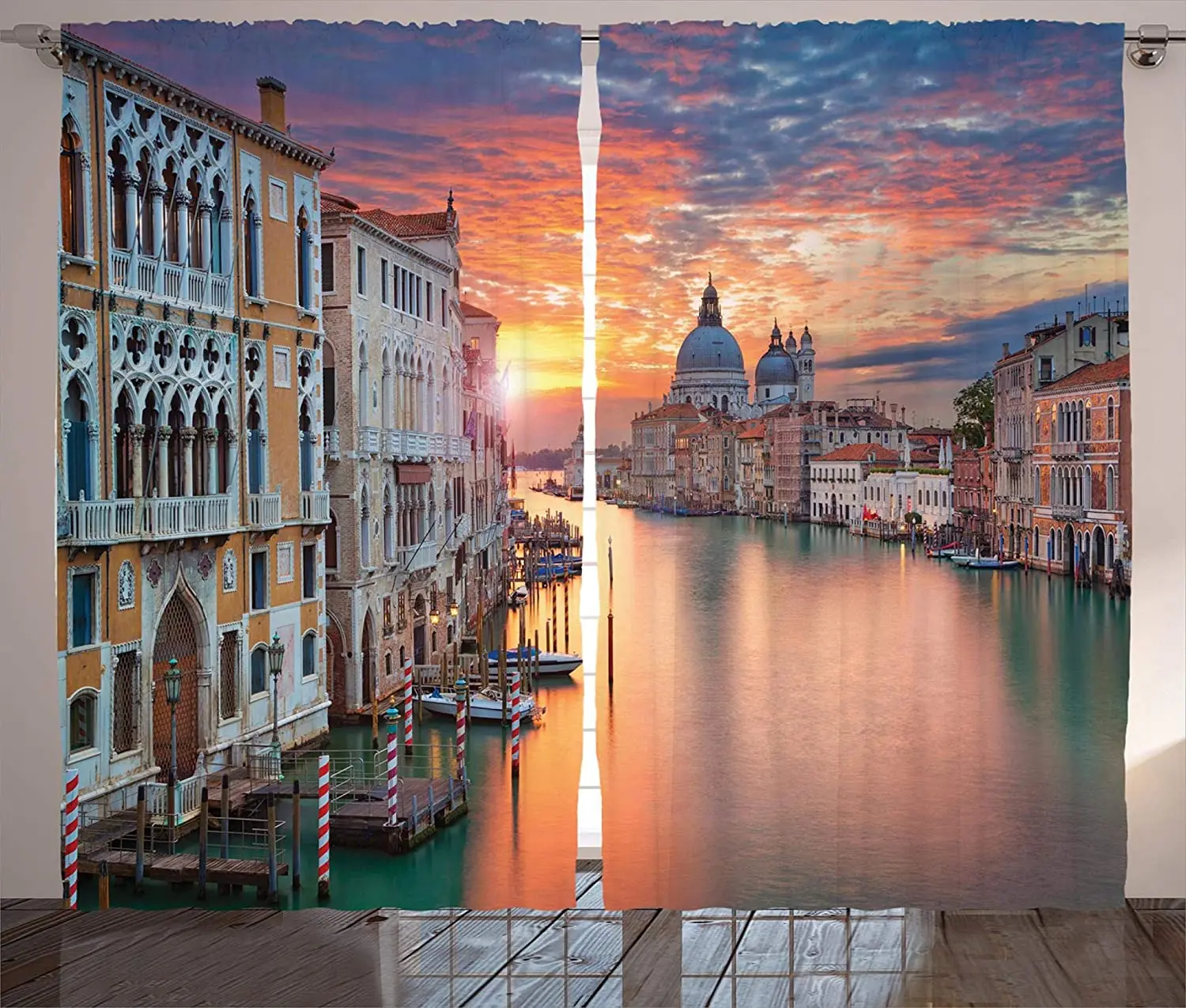 

European Curtains Grand Canal in Venice Horizon European Town International Heritage Urban Image Living Room Bedroom Window Drap