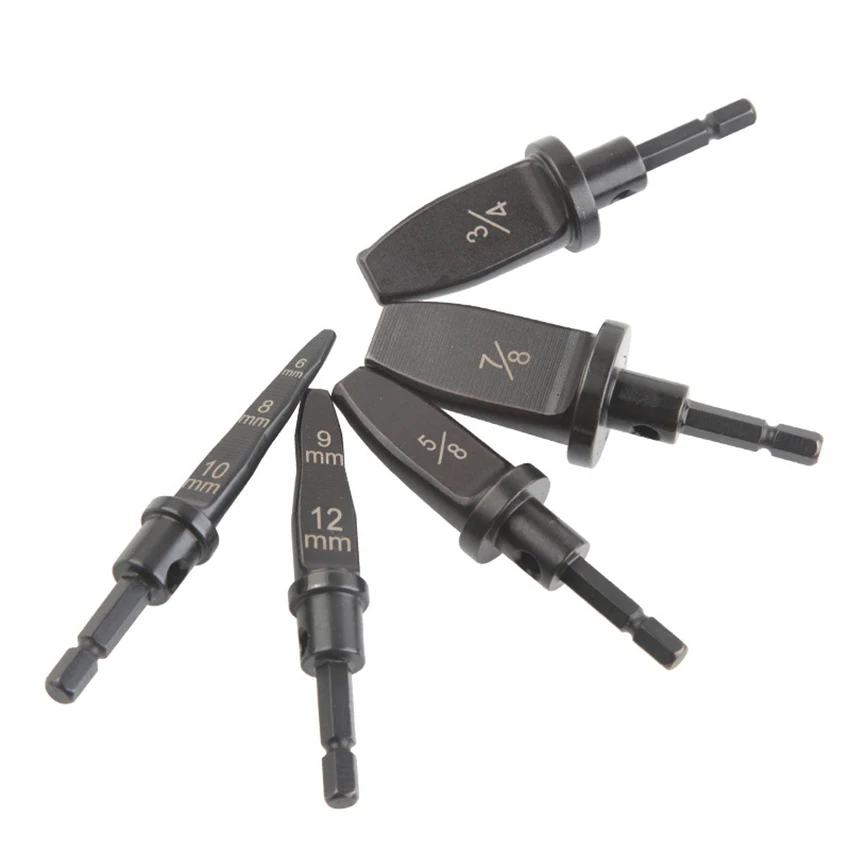 Expansor de tubería de 5 piezas, expansor de tubería métrico y pulgadas, mango Hexagonal, aire acondicionado, escariador de tubería de cobre, herramientas de reparación de electricista