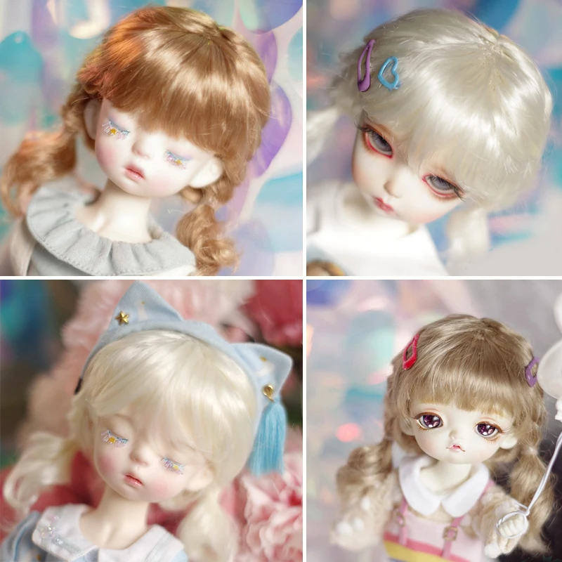 D03-P608 children toy BJD DD SD MSD 1/6 1/4 1/3 doll's Photo props Accessoriess gold brown Double braid 1pcs