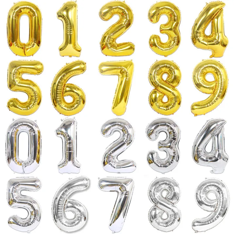 Number Foil  helium Balloons 16 32 Inch Digital Globos Birthday Wedding Party Decorations Ballons Baby Shower Supplies