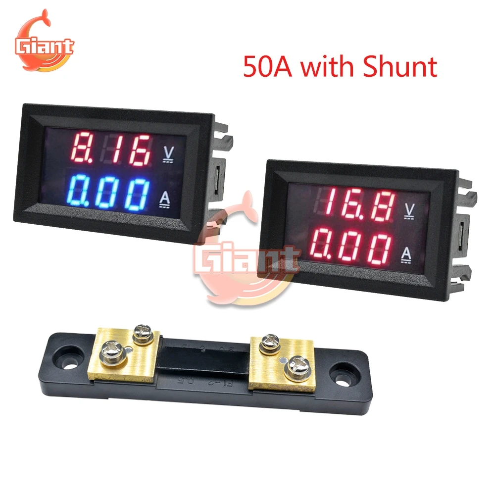 DC0-100V/7-110V 50A Digital Voltmeter Ammeter LED Display DC Amp Volt Meter Voltage Current Tester Volt Detector with FL-2 Shunt