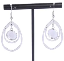Onwear 10pcs Stainless Steel Teardrop Frame Earring Base Setting Blanks Fit 10mm Round Cabochon Earrings Bezels Diy Accessories
