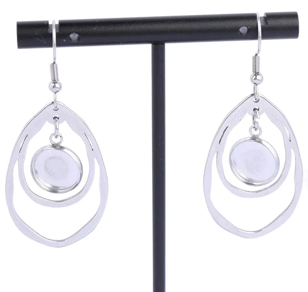 Onwear 10 sztuk ze stali nierdzewnej Teardrop Frame kolczyk podstawa ustawienie wykroje Fit 10mm okrągłe kolczyki Cabochon ramki Diy akcesoria