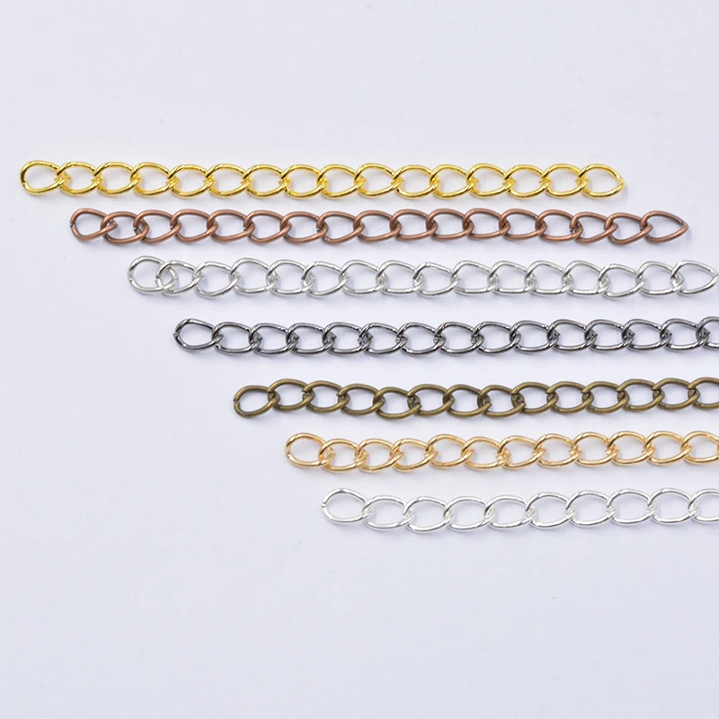 50pcs/lot 50mm 70mm Diameter 0.9mm 0.7mm Mixed Metallic Color Extended Extension Tail Chain for DIY Jewelry Making Findings