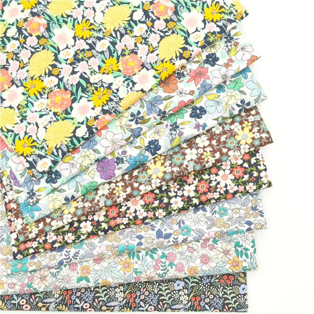 Vintage Floral 100% Cotton Fabric By The Yard Chrysanthemum Trumpet Flower Pattern DIY Sewing Bedding Quilt Dress Clothing Decor