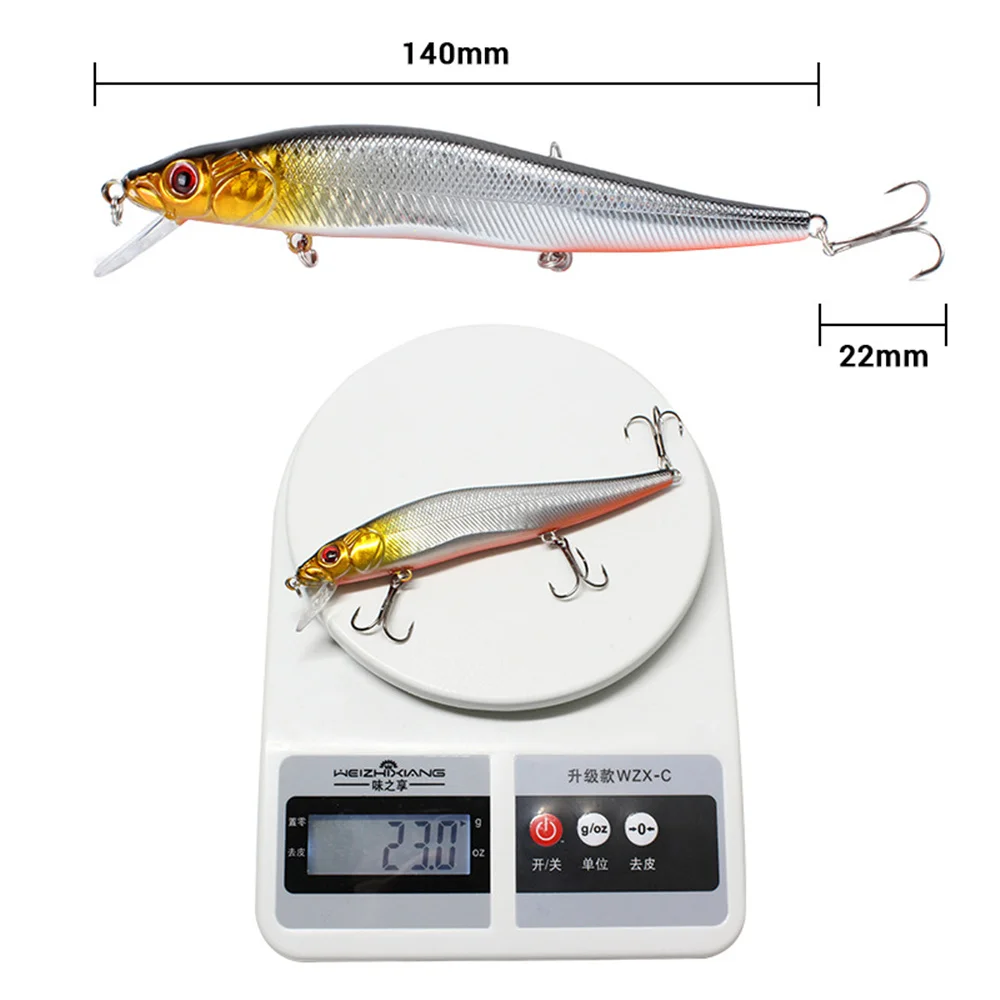 1Pcs Wobbler Fishing Lure 14mm 23g Floating Minnow Hard Bait 3 Fish Hooks Crankbait Fishing Tackle For Trout Pike Perch Bass