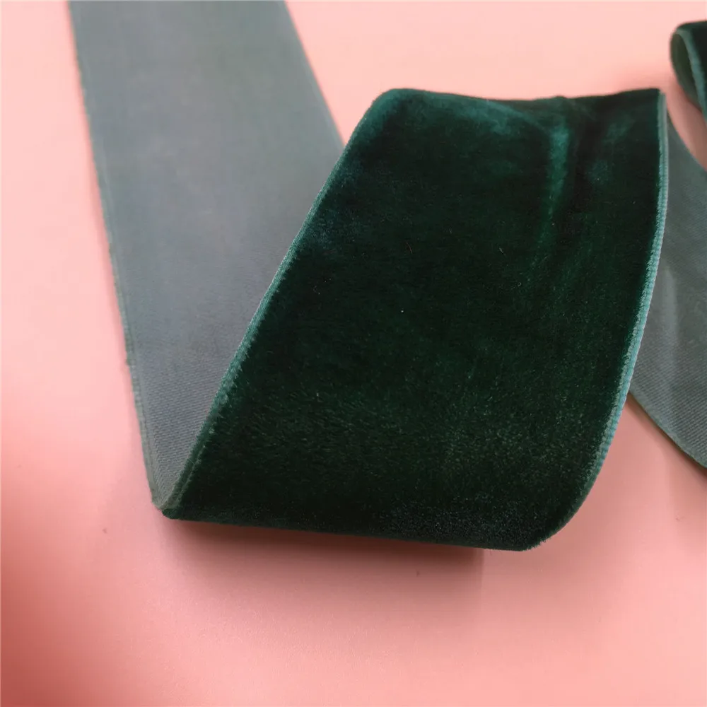 

1.5inch 38MM 1/3/5Yards Single Face Nylon DK Green Velvet Ribbon,None Stretch Velour Ribbons Webbing DIY Accessories