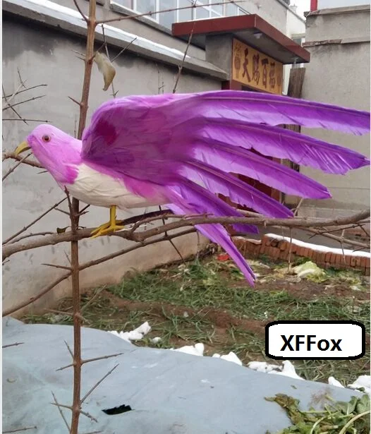 Modelo de pájaro morado de 22x30cm con alas de simulación, espuma y pelo sintético, regalo coleccionable para decoración del hogar