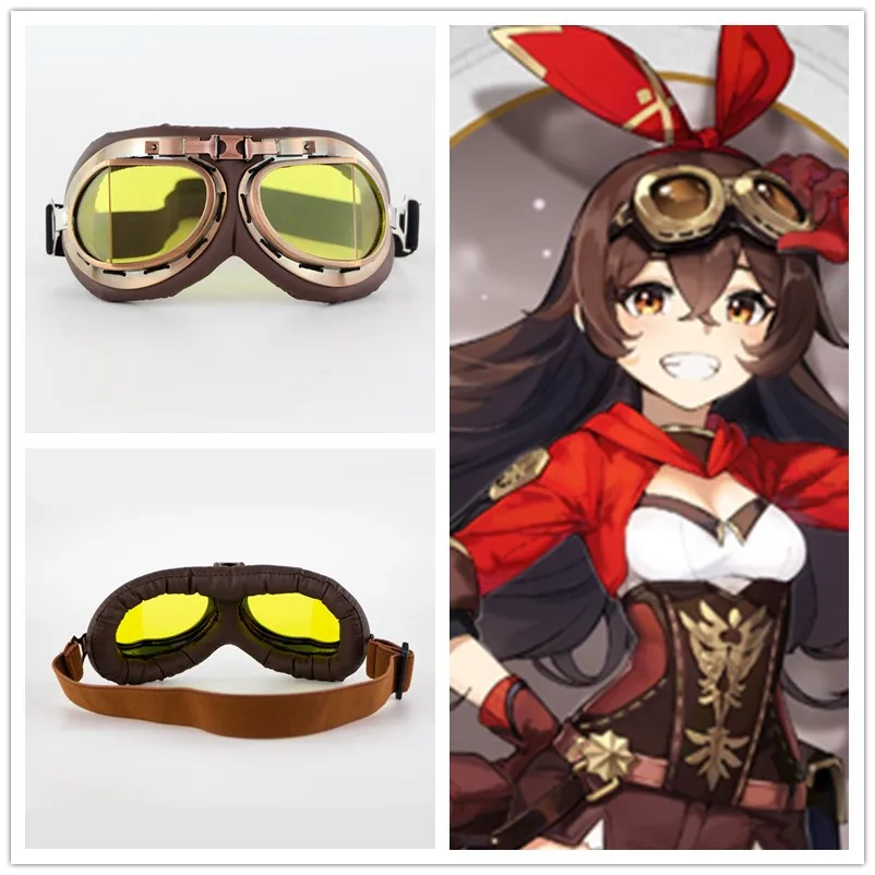 

Anime Game Genshin Impact Amber Round Metal Frame Glasses Props Cosplay Costume Headgear Halloween Accessories