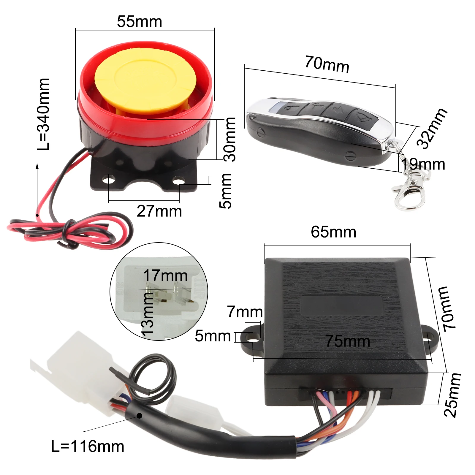 Motorcycle 12V Theft Protection Remote For 50CC ~ 125cc Dirt Bike ATV 125db Anti-theft Security Security Alarm System