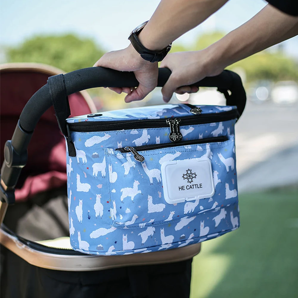 Pet Stroller Organizer Bag Diaper Bag Cartoon Baby Stroller Organizer Nappy Diaper Bags Carriage Buggy Pram Cart Basket Hook