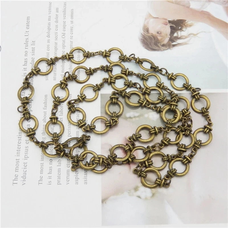 1Meter Bohemia Antique Silver Color Chain Bracelet Handbag Chain Necklace Women Vintage DIY Jewelry Chains Big Size