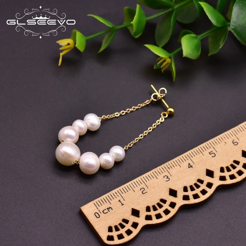 GLSEEVO Original Designer Fresh Water White Pearl Round Drop Earrings For Women Anniversary  Gifts  Trendy Jewellery  GE0959