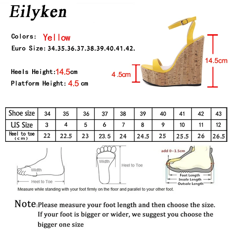 Eilyken Open Toe Ankle Strap Platform Wedges Women Sandals Super High Cover Heel Gladiator Buckle Ladies Summer Shoes