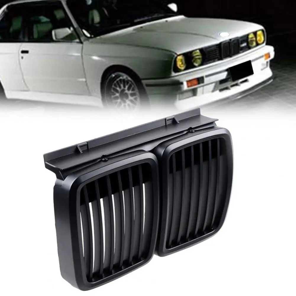 1 Pair Car Grilles Mesh Sheet Matte Black Front Racing Grill 51131884350 for BMW E30 M40 1982-1994