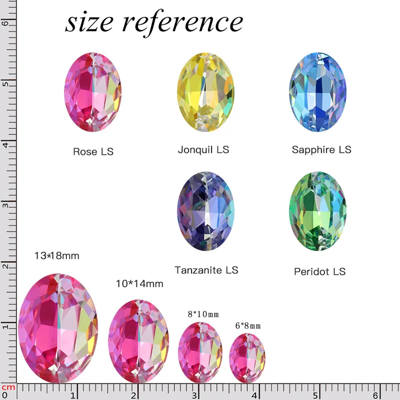 Oval Shape Laser Shine Crystal Rhinestones Colorful Pointback Glass Strass Jewelry Making Accessories Nails Glue Crystal