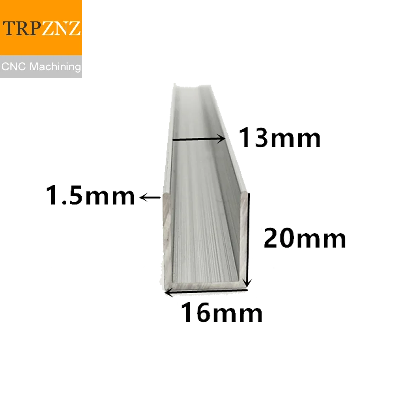 U-shape Aluminum, 16mm x 20mm x 1.5mm,Outer width 16mm, length 50cm,aluminum alloy glass covered edge strip
