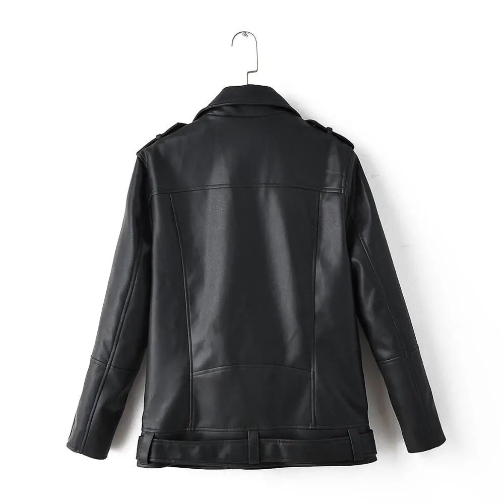 2021 Brand New autunno donna giacca in ecopelle Casual allentato morbido Pu moto Punk cappotto in pelle cerniera femminile rivetto capispalla