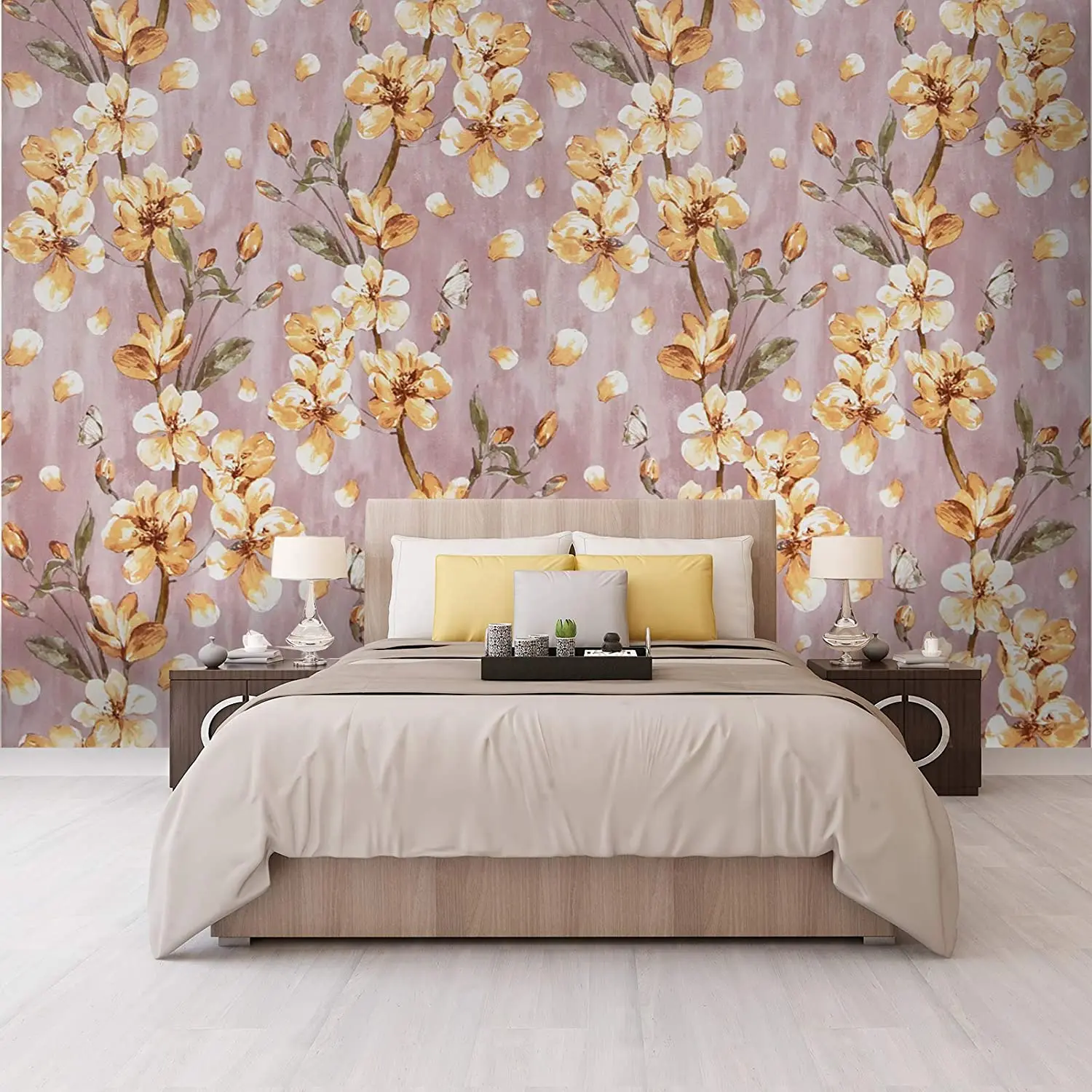 Floral Wallpaper Peel and Stick Plum Blossom Self Adhesive Removable Wallpaper Kitchen Shelf Drawer Liner Wall Covering Roll