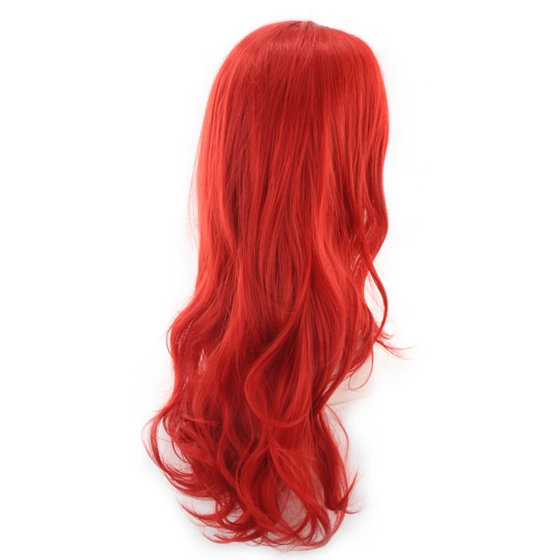 Similler Long Women Synthetic Cosplay Wig Central Part Red Gold Wavy Hair Heat Resistant Costumes