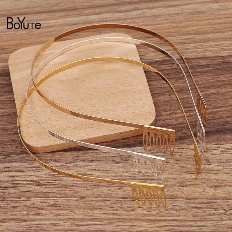 BoYuTe (10 Pieces/Lot) 120*4MM Metal Iron Headband Hair Band with 23*25MM Comb Handmade Diy Jewelry Making Materials