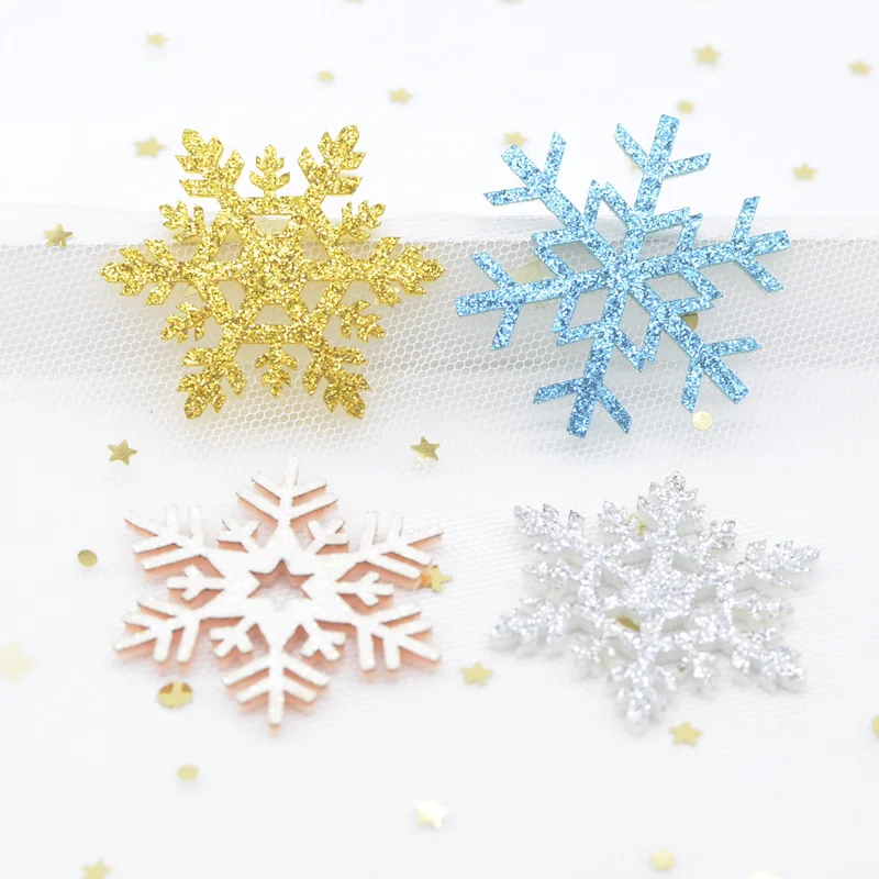 20Pcs/lot Glitter Snowflake Padded Appliques for DIY Christmas Tree Hat Glass Windows Walls Stick-on Supplies Decor Patches H73