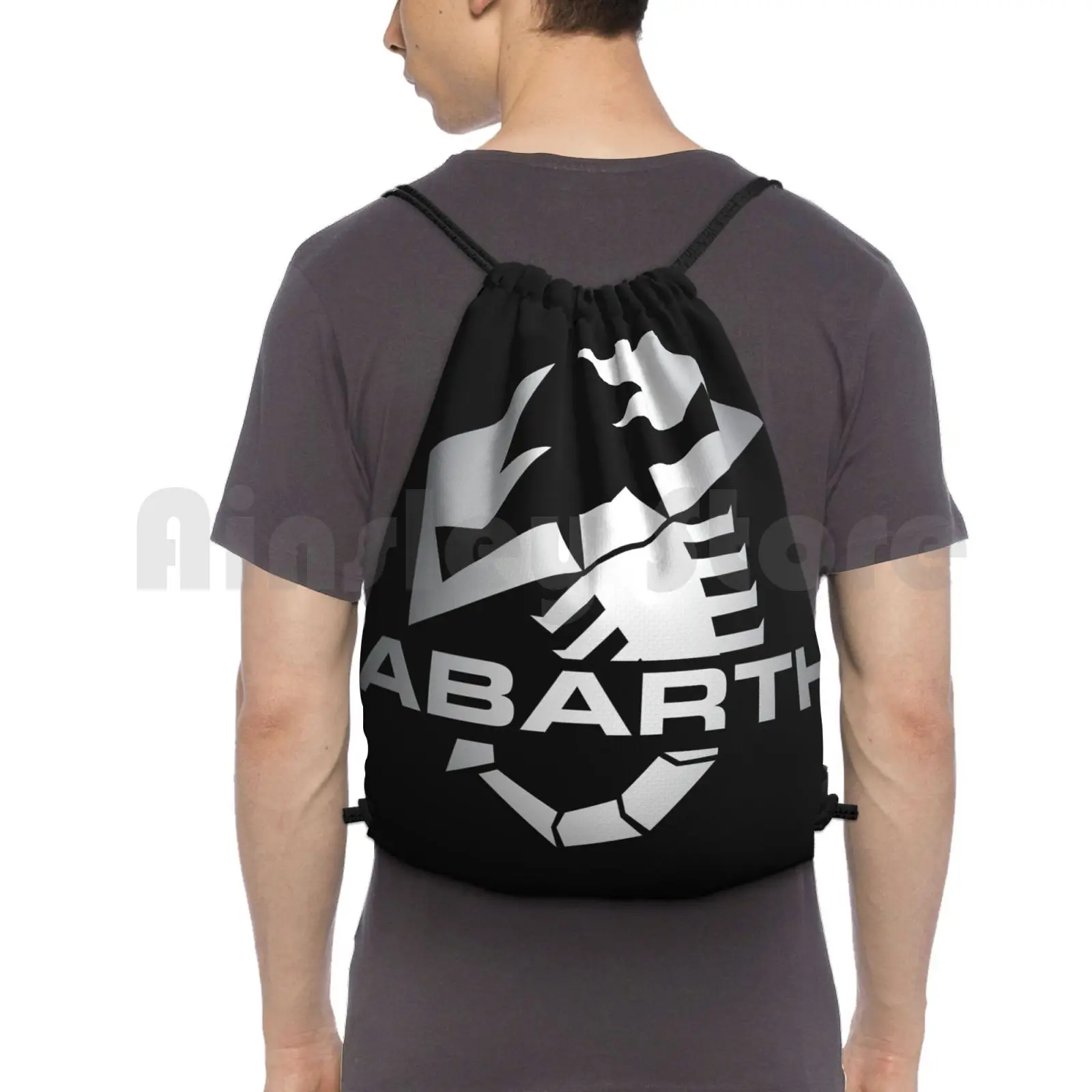 Abarth Logo Backpack Drawstring Bags Gym Bag Waterproof Fiat Abarth Italy Italian 500 124 Racing Race Car Pocket Vintage